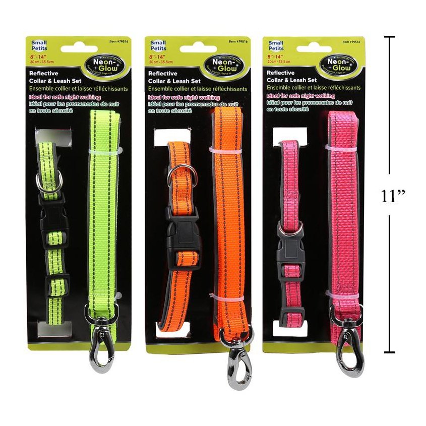 neon reflective collar&leash-S
