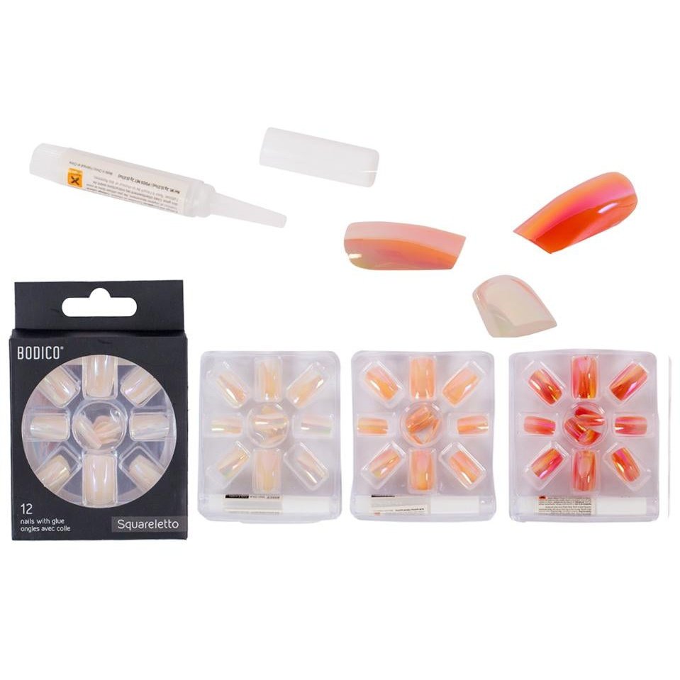 SQUARELETTO NAILS W GLUE 12PK