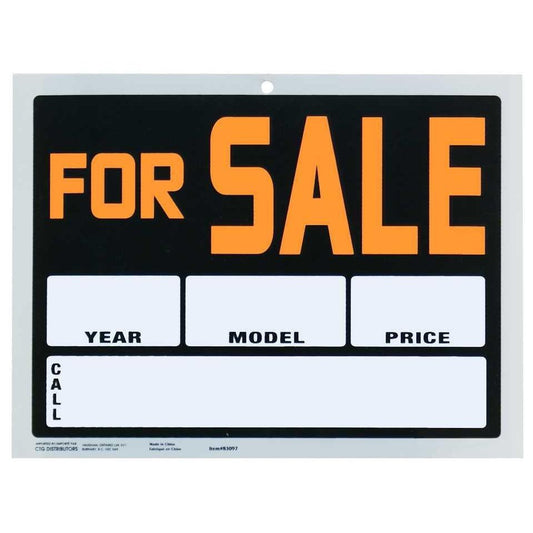 9x12" Pvc Sign  "For Sale"